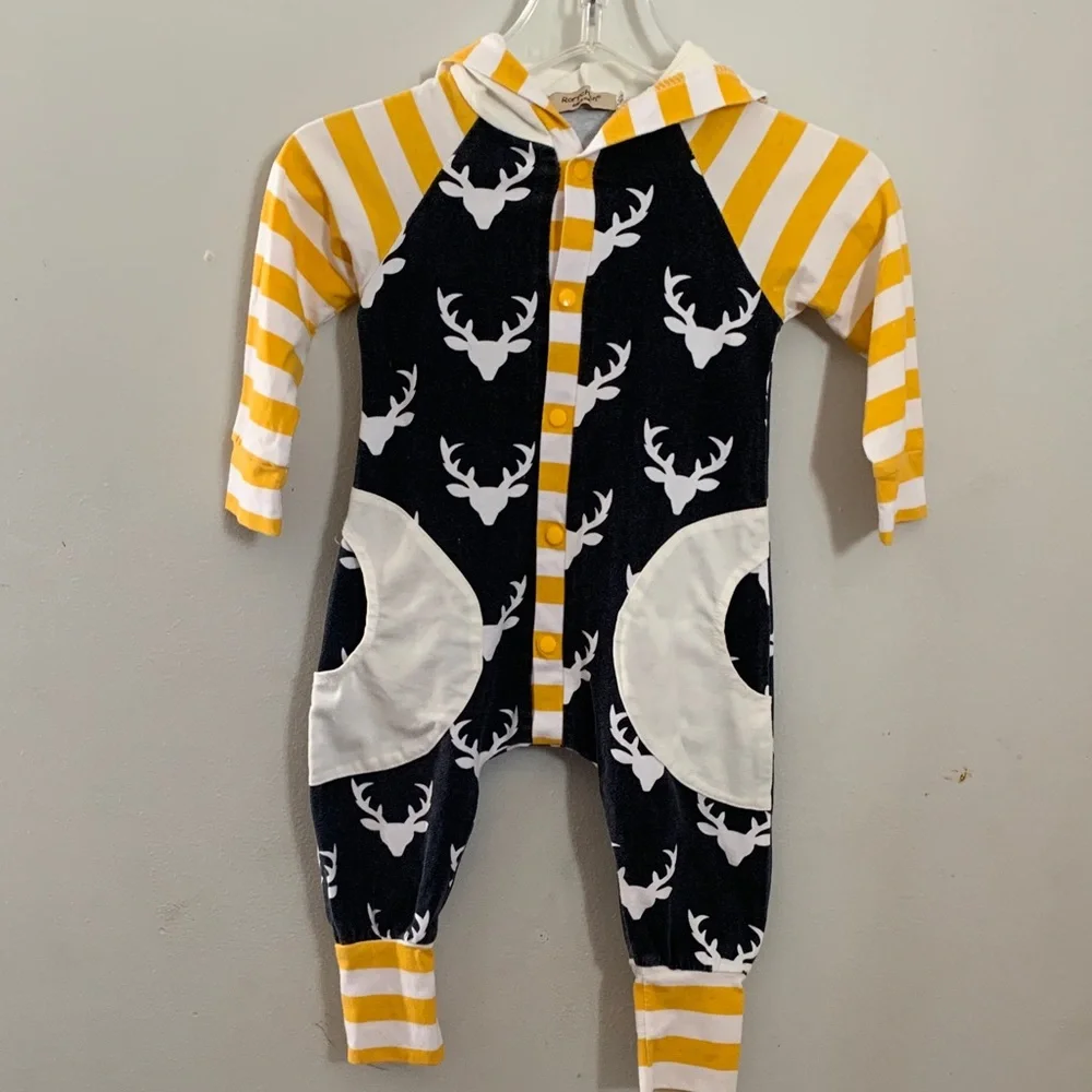 Striped Deer Print Kids Footie